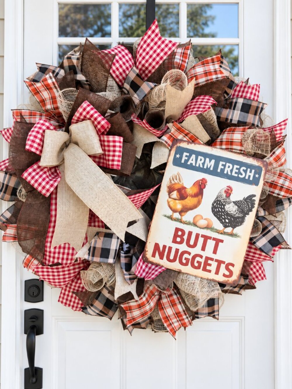 Farmhouse Chicken Wreath Handmade Country Kitchen Door Decor Farm Fresh